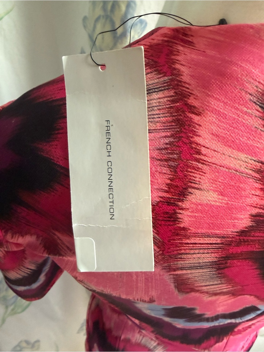 French Connection Hot Pink Abstract Mini Dress - Pockets! Size 4 - Picture 6 of 11